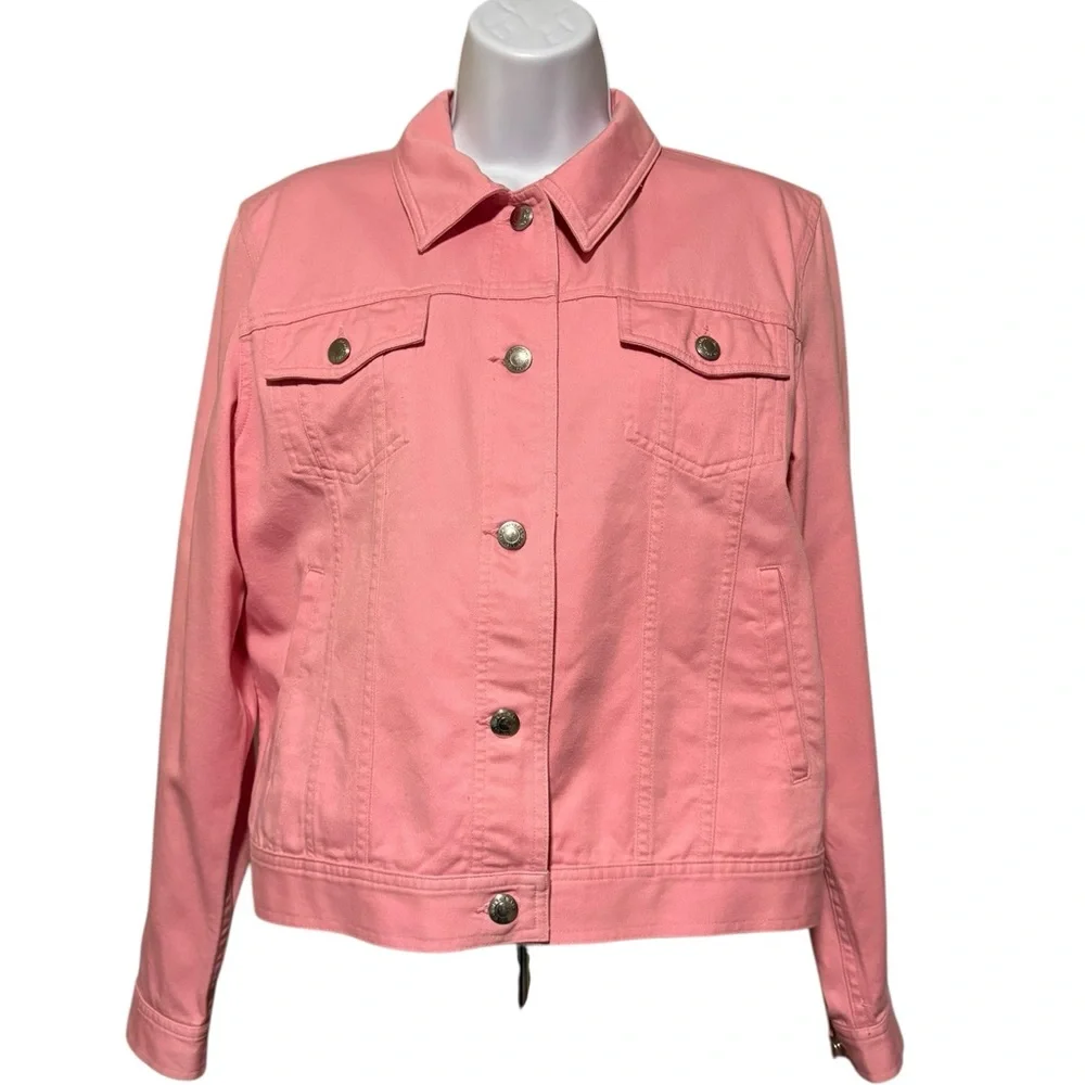 Lauren Jeans Company Ralph Lauren Women’s Pink Denim Button Up Jacket M - Picture 1 of 11